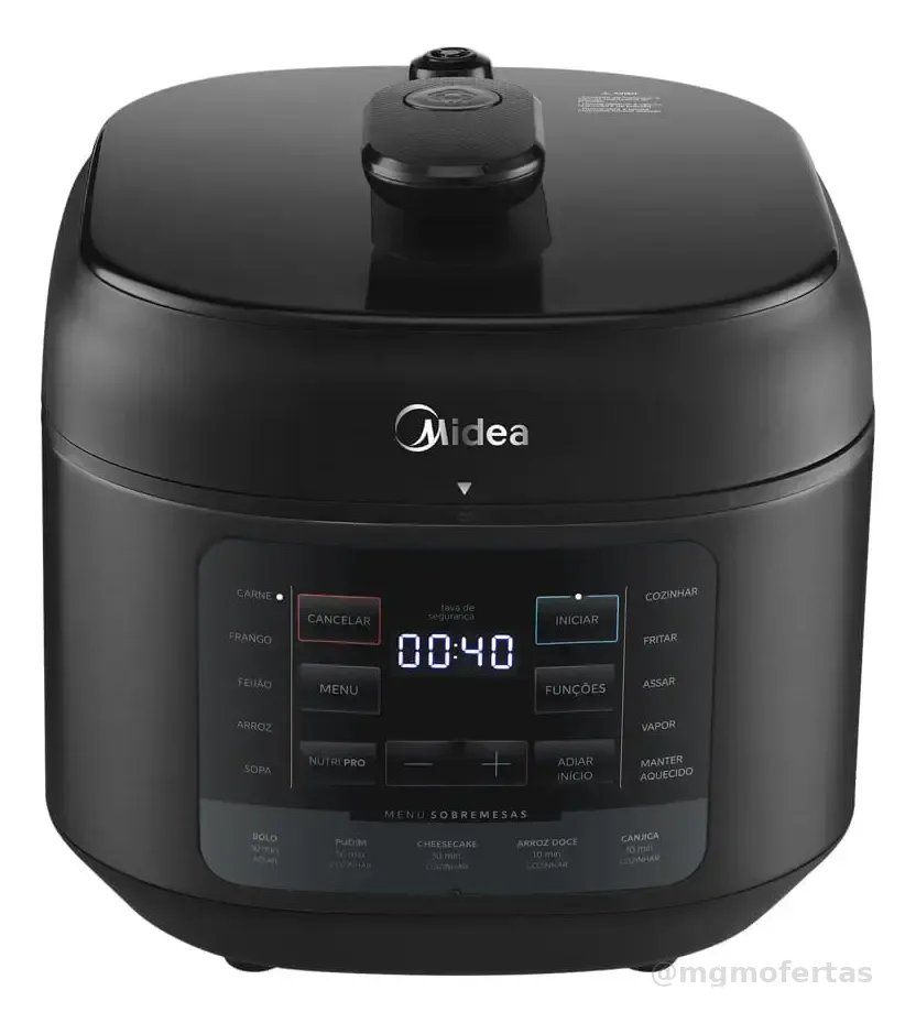 Panela De Pressão Elétrica 5l Nutripro Preta Midea Cor Preto
