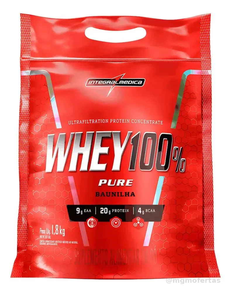 Whey 100% Pure 1,8kg Refil Integralmedica Sabor Baunilha