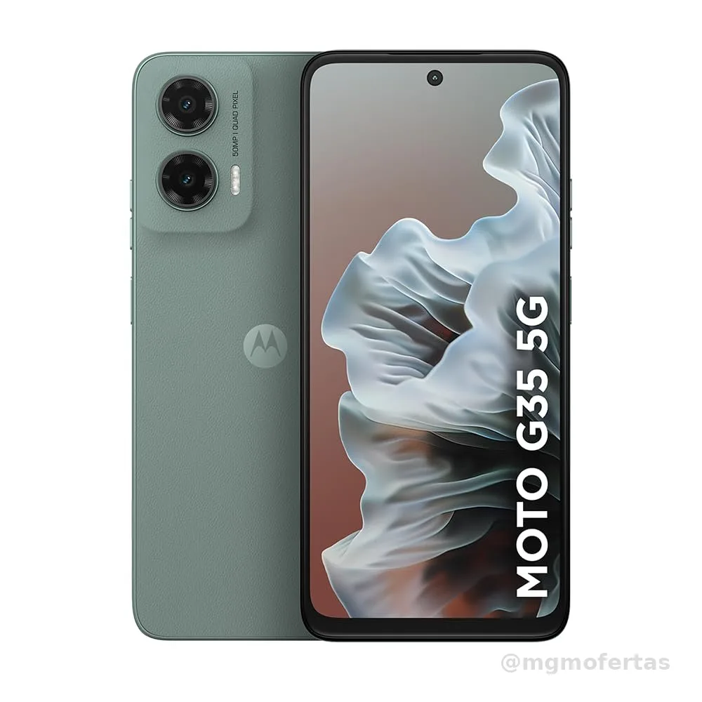 Smartphone Motorola Moto g35 5G - 256GB 4GB RAM+8GB Ram Boost e Camera 50MP com AI NFC Tela 6.7" com Superbrilho - Cinza Vegan Leather