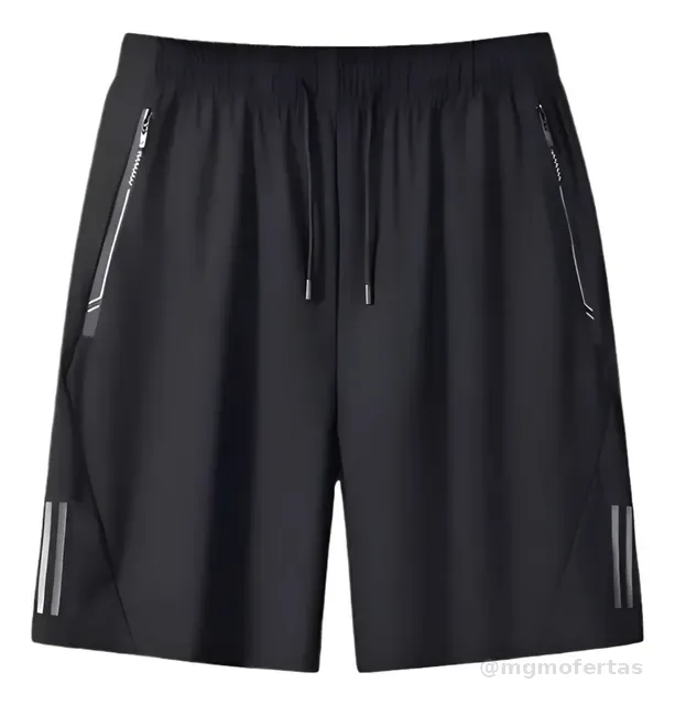 Short Masculino Bermuda 2 Bolsos Zíper Secagem Rápida Fina
