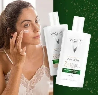 Vichy Capital Soleil UV-Clear Protetor Solar Facial Antioleosidade e Antiacne Sem Cor, Toque Seco FPS 60, com Niacinamida e Ácido Salicílico, Acabamento Invisível, 40g