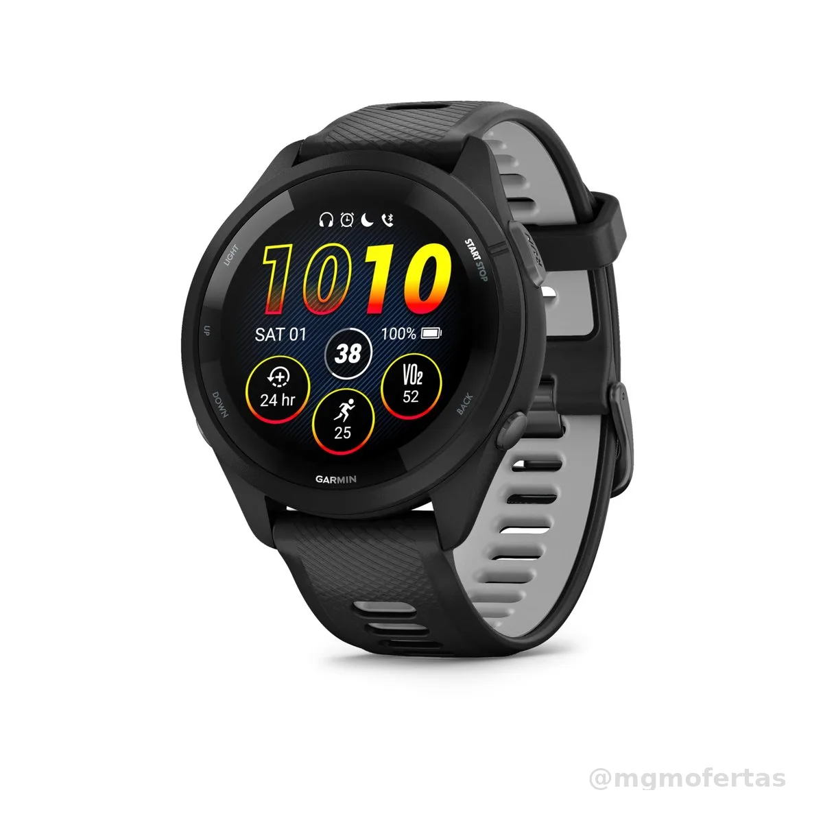 Garmin Relógio Forerunner 265 Music Preto com Cinza 46mm com Monitor Cardíaco de Pulso e GPS