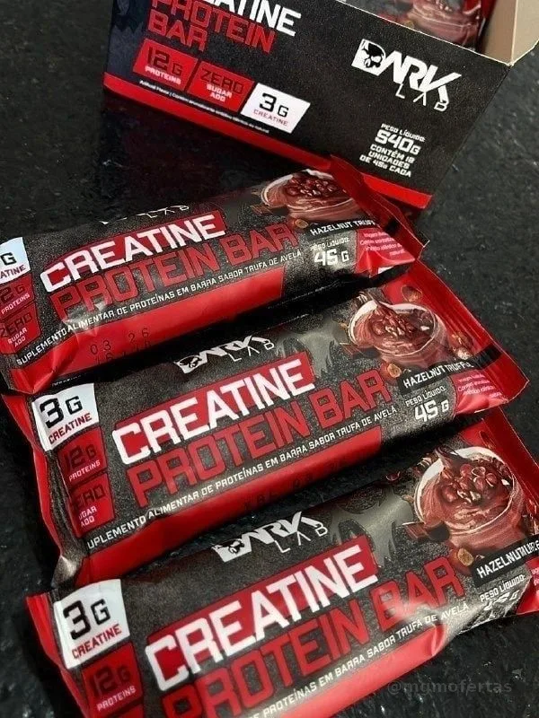 Creatine Protein Bar 12 Un 45g Dark Lab Sabor Trufa de avelã