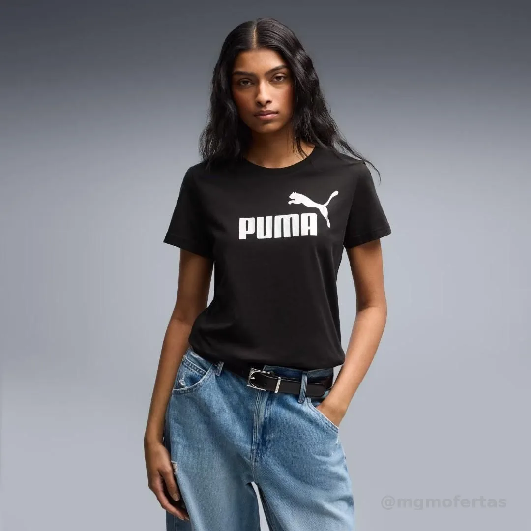Camiseta Feminina Ess No. 1 Logo Puma Preta Geométrico P