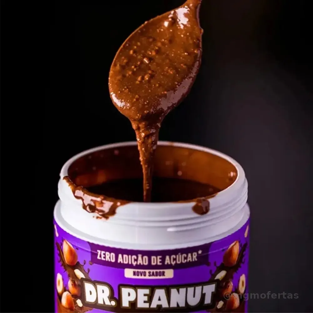 Amendoim, Proteínas, Gordura Dr. Peanut Creme de Amendoim Pasta 100% Original Dr. sabor Avelã x 600g