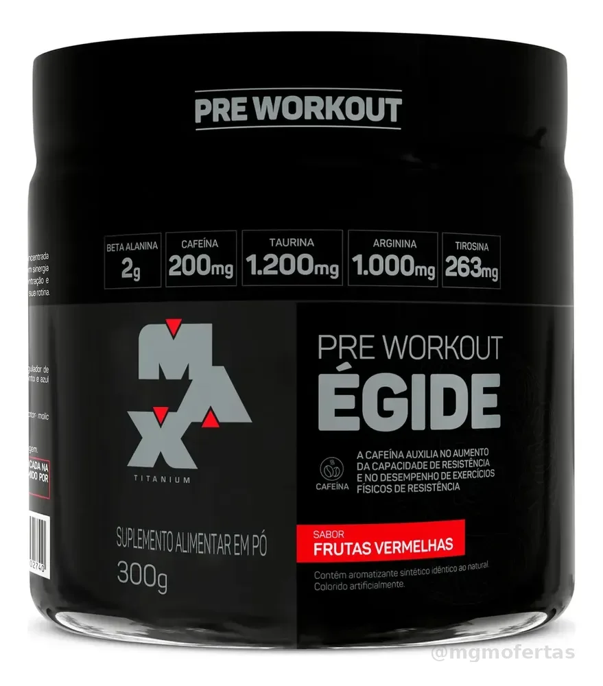 Pre treino Égide 300g Max Titanium Sabor Frutas vermelhas Suplemento Alimentar em Pó