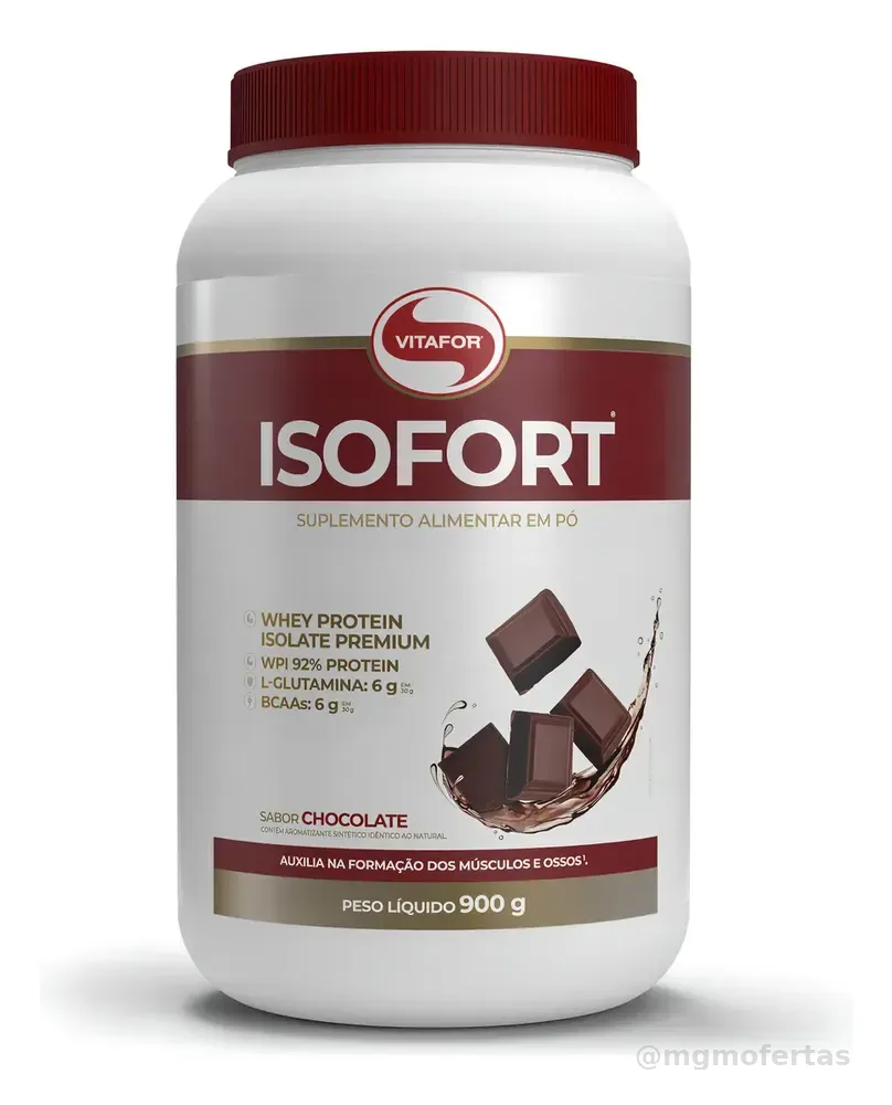 Whey Protein Isolado Isofort Chocolate Pote 900g Vitafor