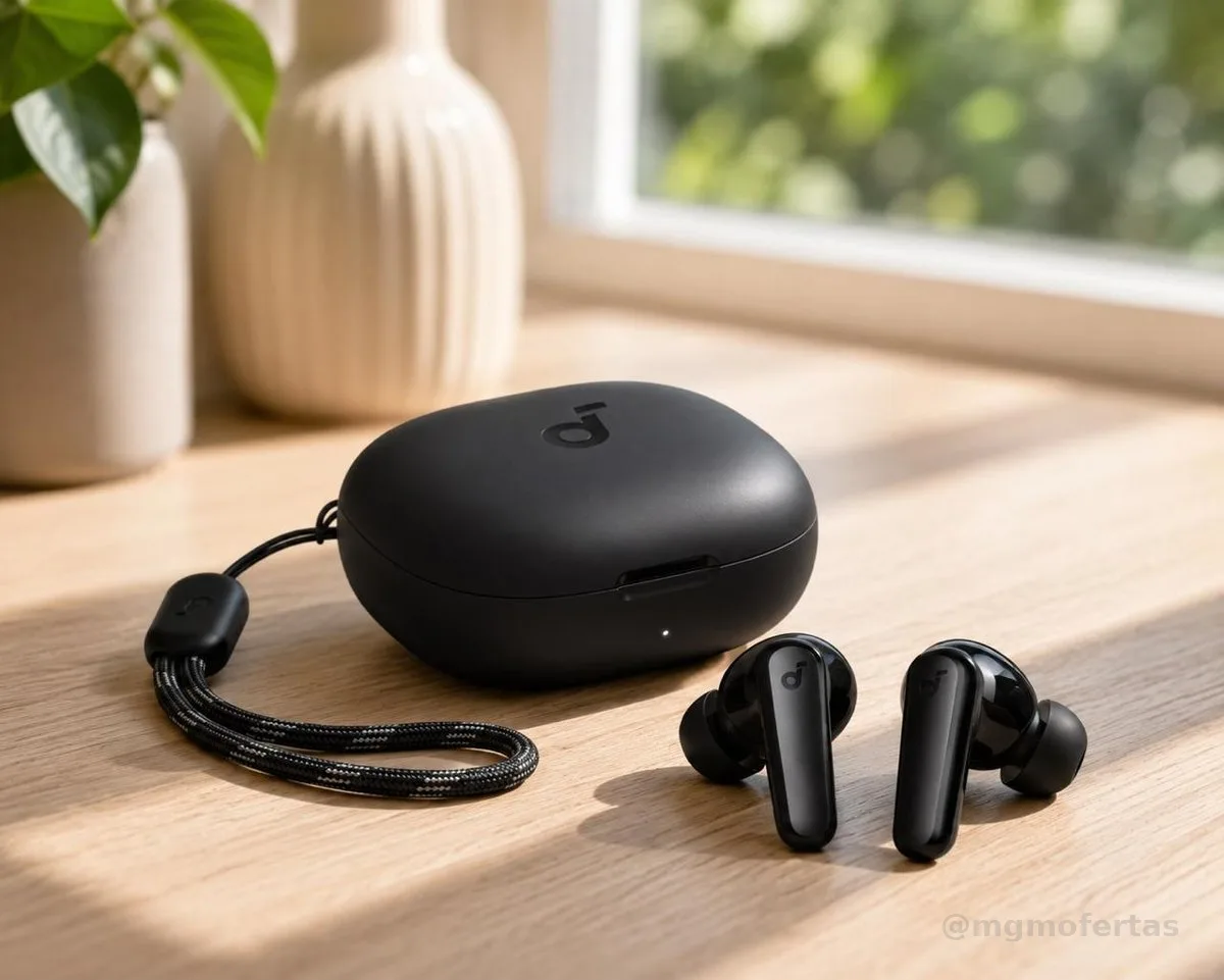 Fone de Ouvido Soundcore P20i Bluetooth 5.3 Grave Potente Drivers 10mm 30h Bateria Carregamento Rápido App Personalização De Som Via App IPX5 2 Mics IA para Chamadas Claras Case Compacto Cor Azul