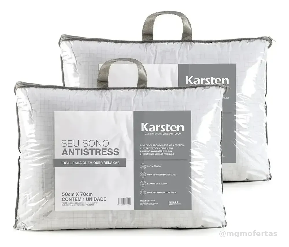 Kit 2 Travesseiros Antialérgico 50x70cm Hotelaria Karsten