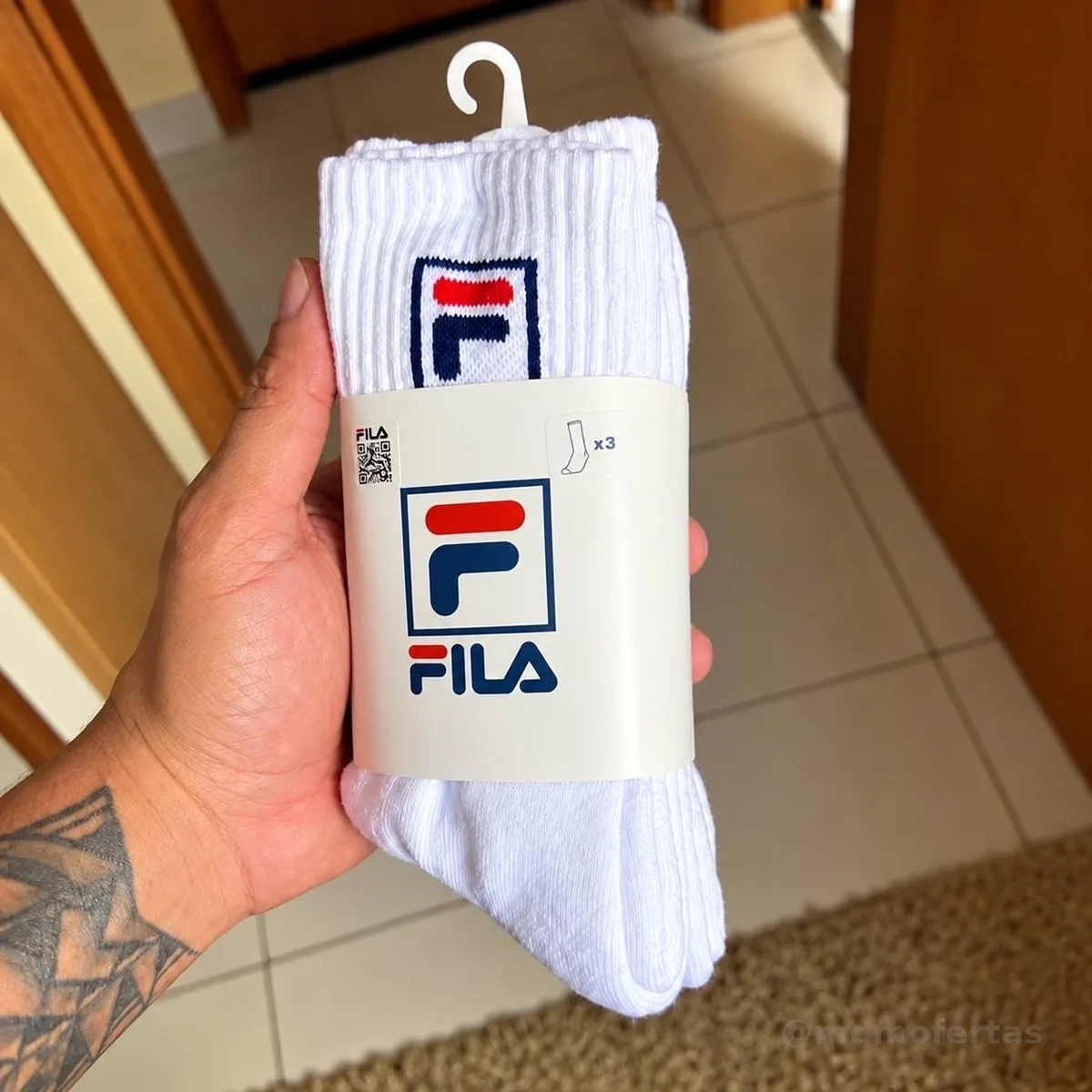 Kit Tripack Meia Fila Cano Alto Fbox Masculina Branca Meias Brancas Logo 39-43