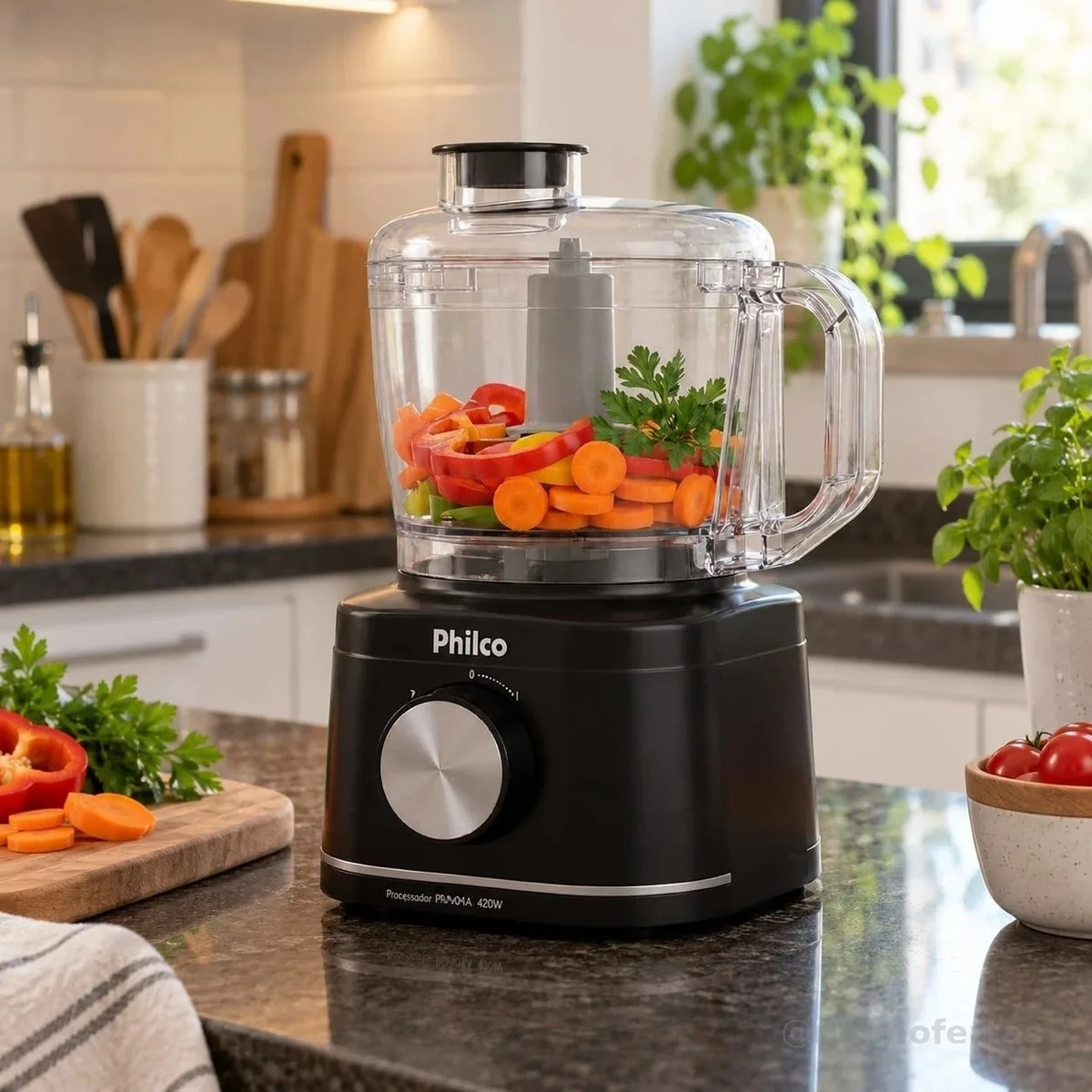 Processador de Alimentos Philco 420W com Jarra 500ml Função Pulsar e Trava de Segurança Preto PMN04A 127V