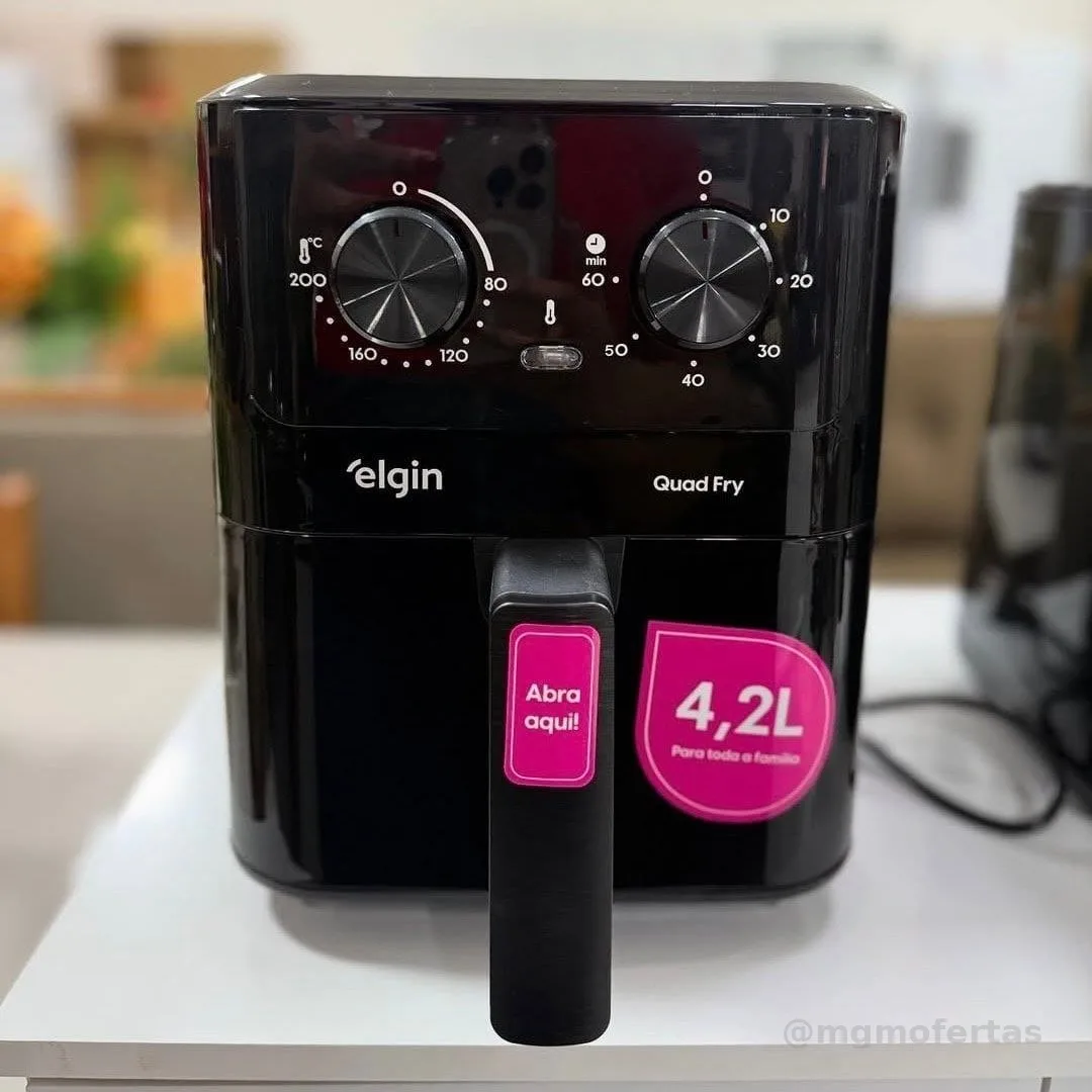 Fritadeira Elétrica Air Fryer Quad Fry 4,2 L,1400w Preto Elgin