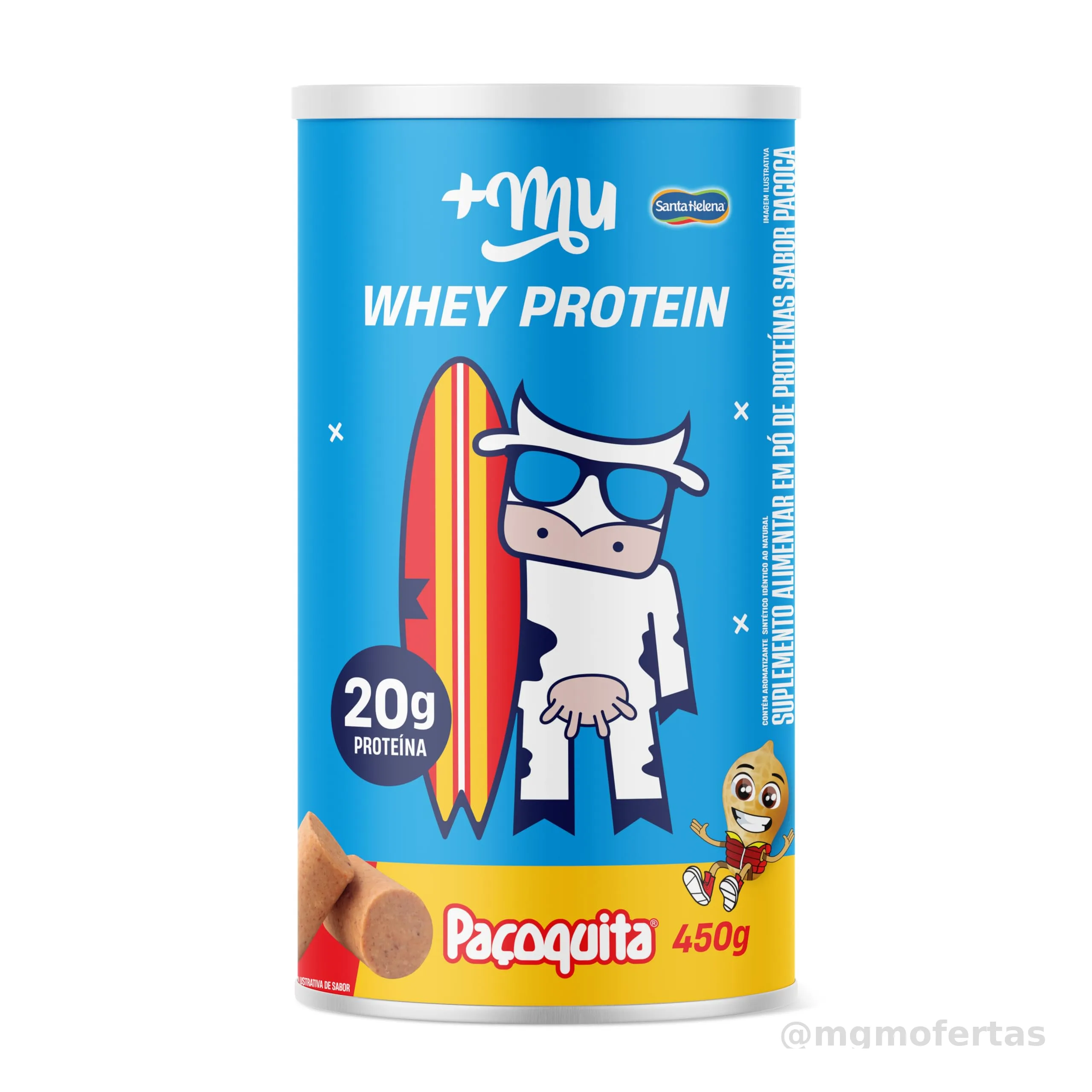 Whey Concentrado, Mais Mu, Sabor Paçoquita, 20g de proteína - 450g