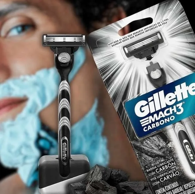 Gillette Mach3 Carbono Aparelho de Barbear com Carvão Ativado 1 Unidade