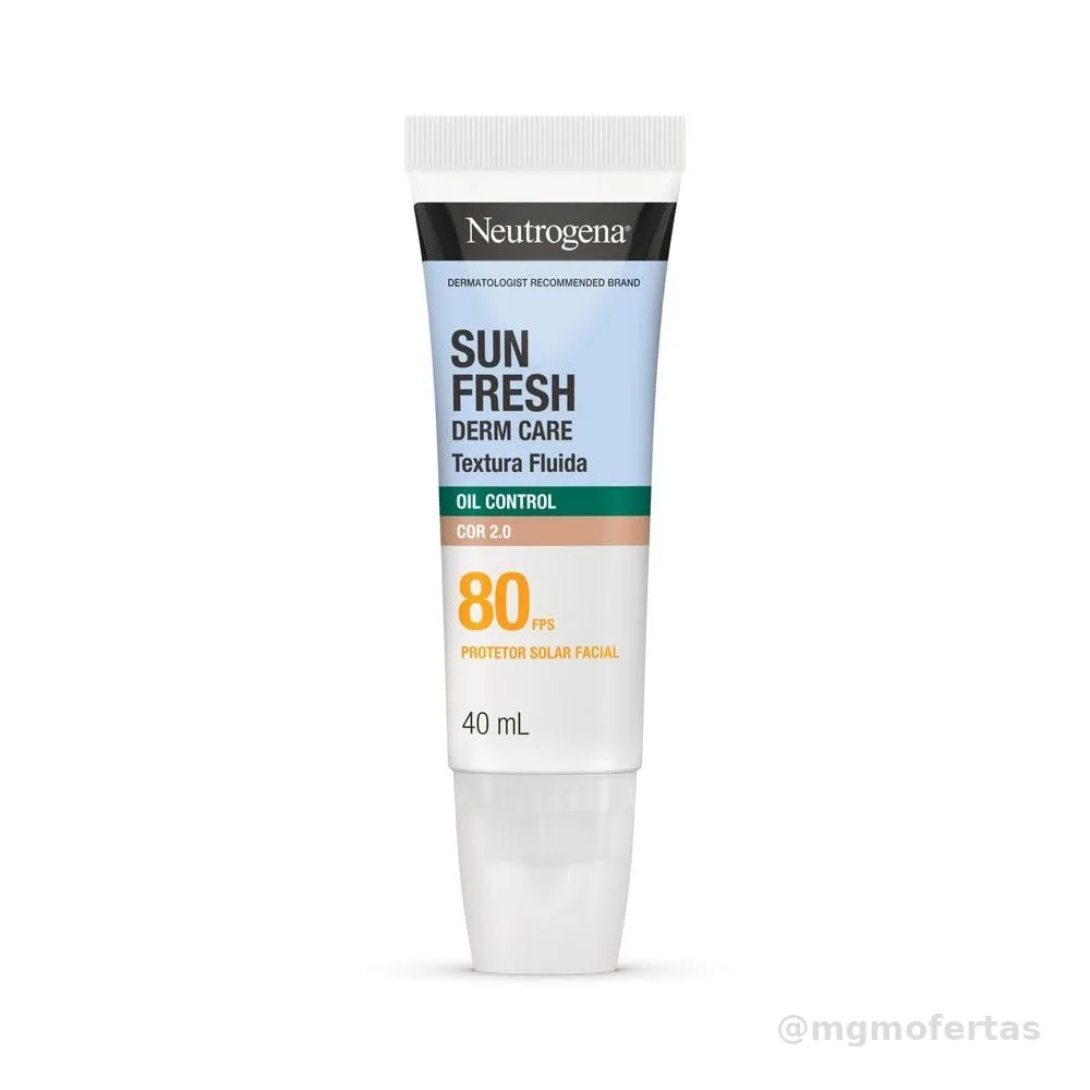 Protetor Solar Facial Neutrogena Sun Fresh, Cor 2.0, FPS 80, 40ml