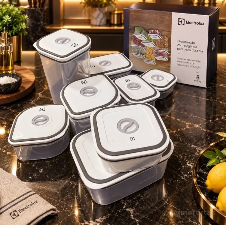 Electrolux Kit 8 Potes Herméticos Plástico Multiuso Vedação Silicone
