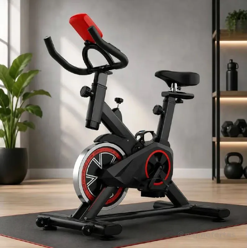 Liftness Bicicleta Ergométrica Fitness SP50PTVM Para Cardio E Musculação Academia Com Base Cor Preto E Vermelho