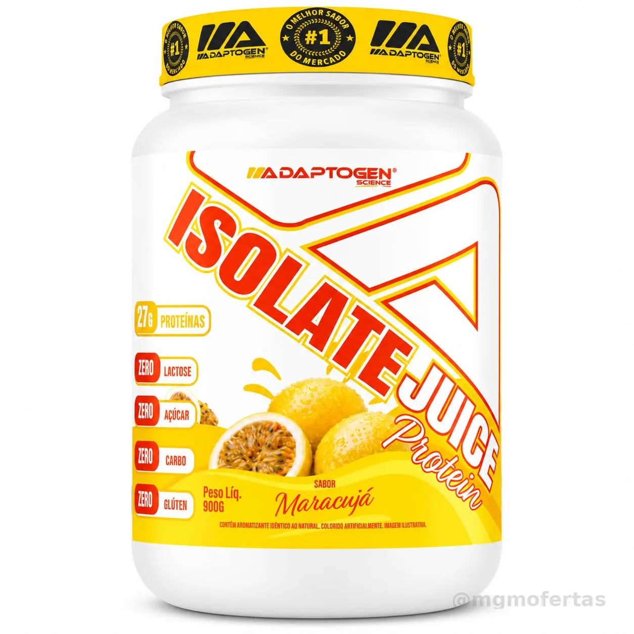 Tasty Isolate Juice Maracuja 900g - Proteína Isolada, Zero Açúcar, Sem Lactose - Adaptogen Science