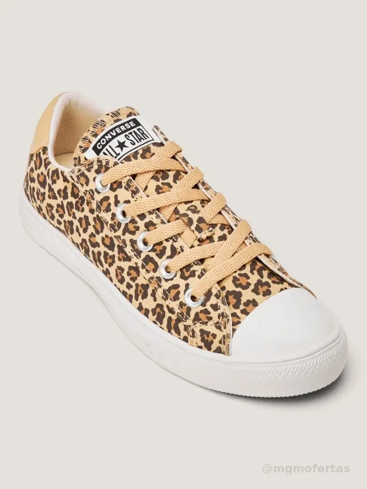 Tênis Converse Feminino Day One Ct3434 Curto T Bege Mostarda/preto/amendoa Animal Print 34 Br