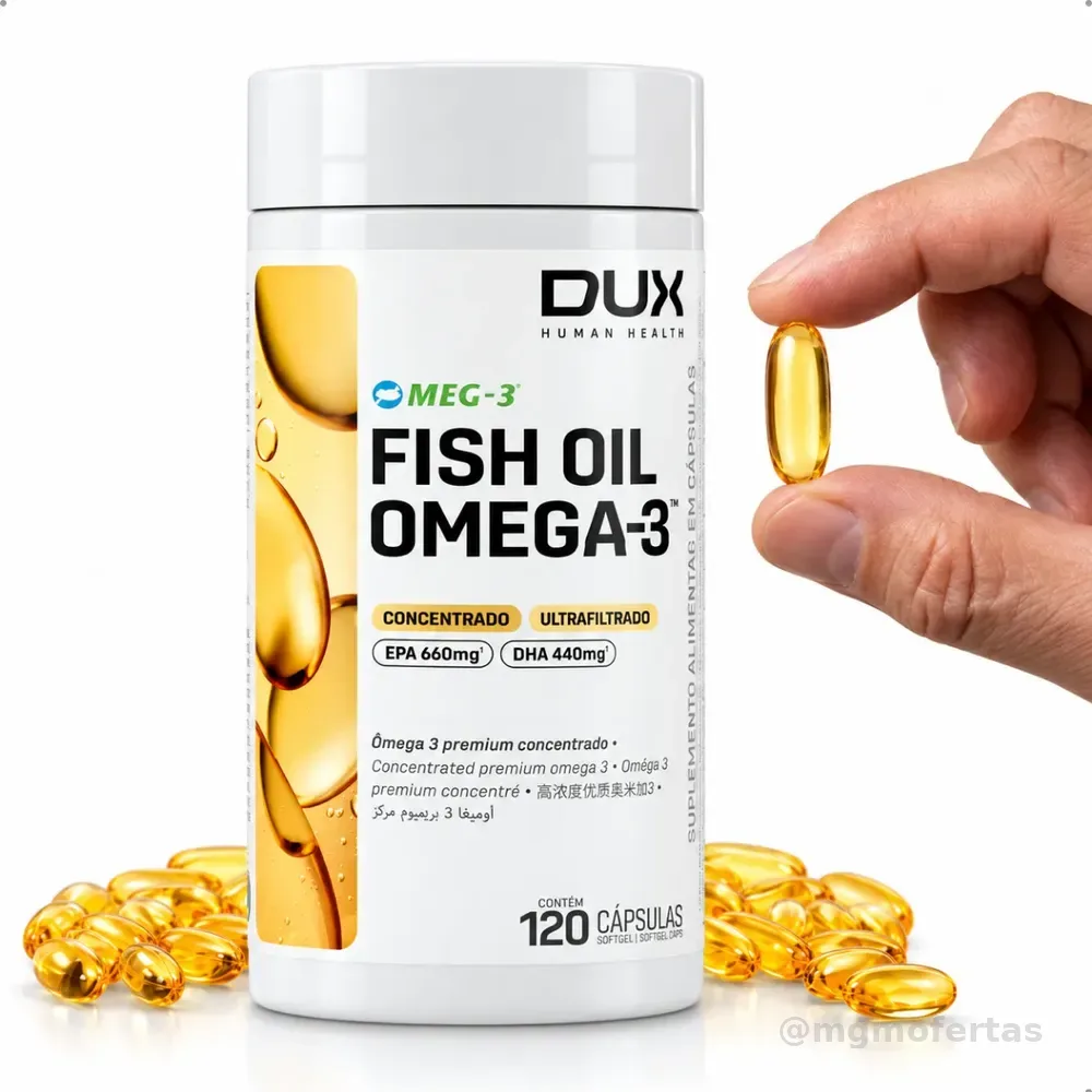 Fish Oil Omega 3 Dux Concentrado 120 Caps Bom Para Memória Sem Sabor