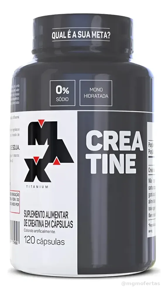Creatina Max Titanium monohidratada micronizada pura em cápsula Sem sabor de 120 un