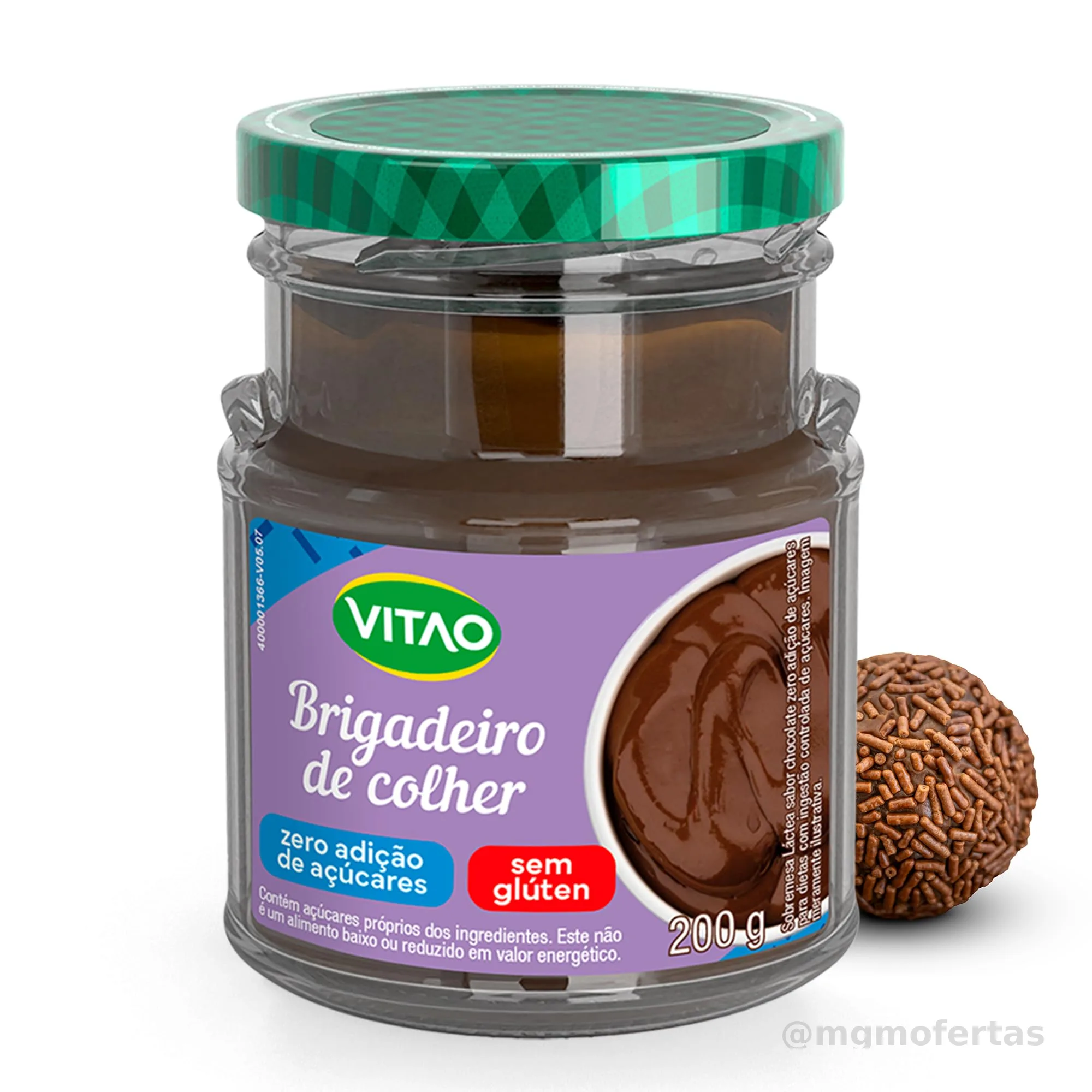 VITAO Brigadeiro de Colher Zero Açúcar 200g – Sem Glúten, Textura Cremosa