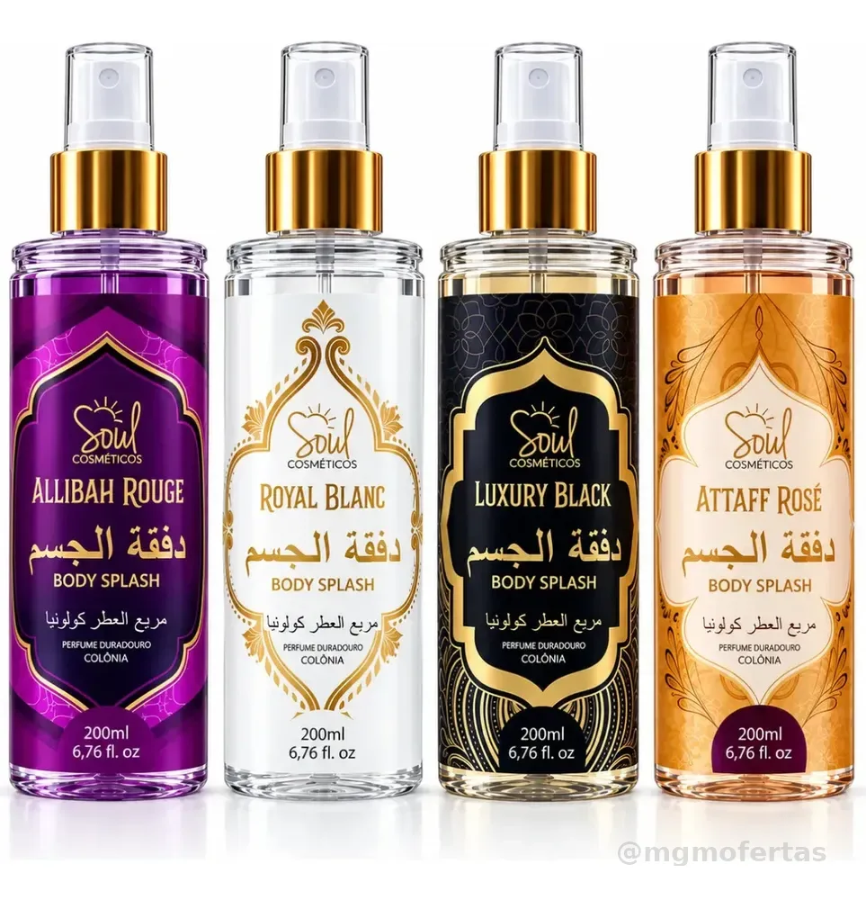 Body Splash Arabe C/4un 200ml Perfume Feminino de Luxo Alta Concentração