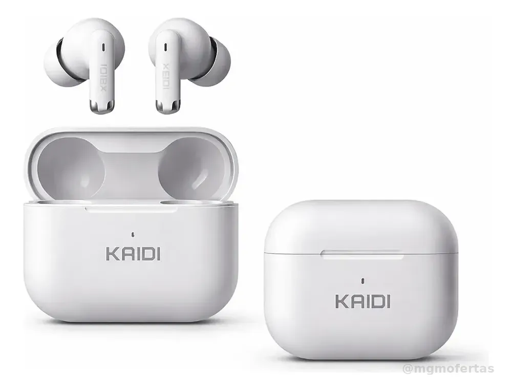 Fone Bluetooth 5.4 Sem Fio Tws Kaidi Kd780 Graves Potentes Branco