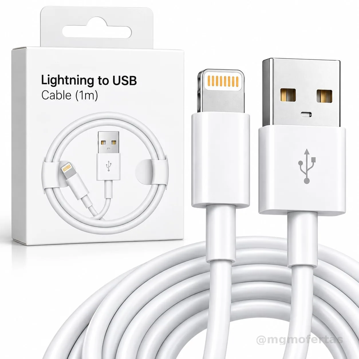 Cabo Carregador Lightning USB Turbo 1 Metro Compatível com iPhone, Cabo Carregador para Carregamento Rápido e Sincronização de Dados, Branco Compatível Com iPhone 6 7 8 X Xr Xs 11 12 13 14 Pro Max