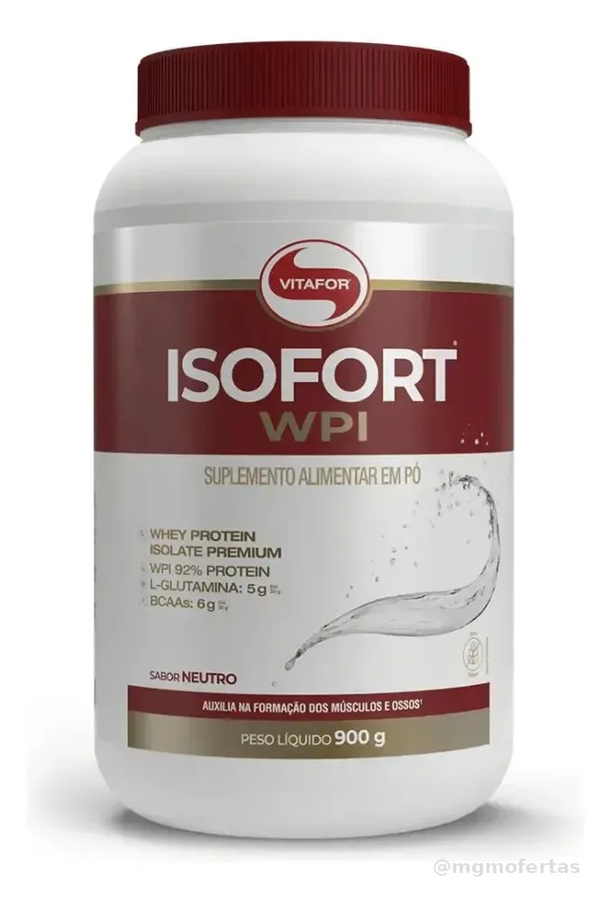 Whey Protein Isolado Isofort Neutro Pote 900g Vitafor