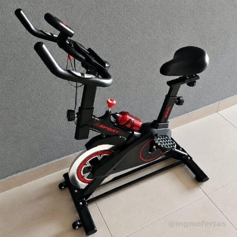 Bicicleta Ergométrica Bike Spinning Para Exercícios Com Volante e Display LCD