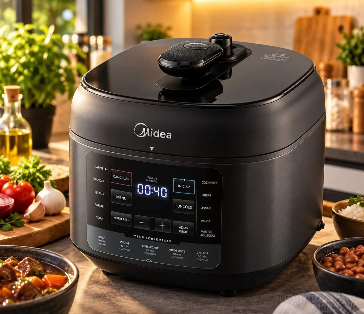Panela De Pressão Elétrica 5l Nutripro Preta Midea Cor Preto