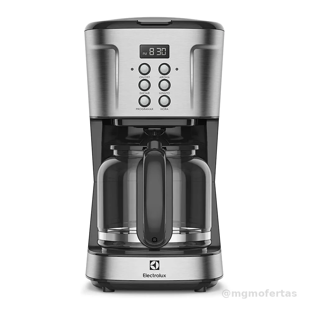 Cafeteira Elétrica Electrolux inox filtro permanente removivel capacidade 1,5L 38 xicaras função timer painel digital desligamento automatico ECM30 127v, cor aço escovado