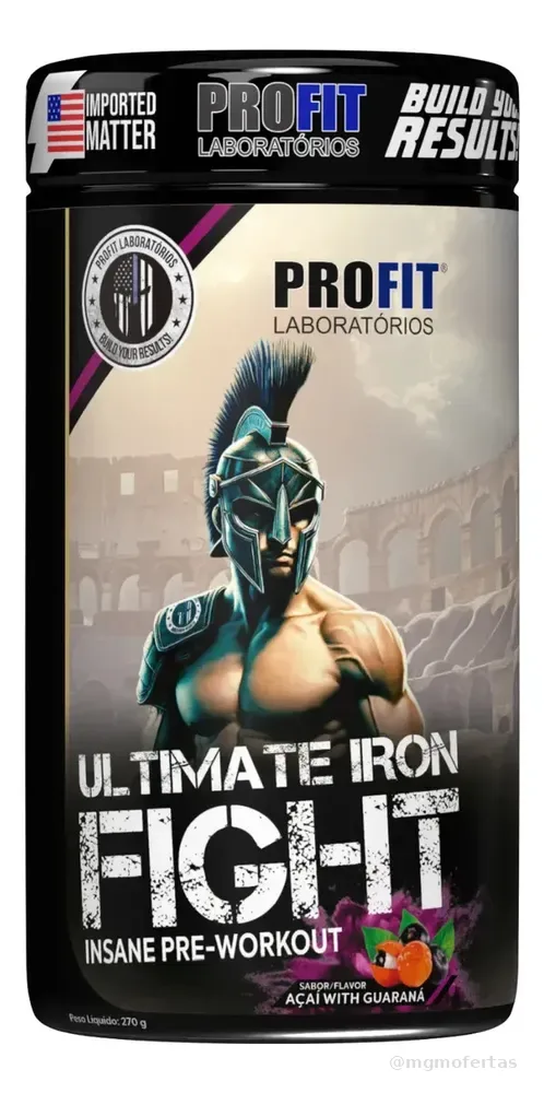 Suplemento em pó Pré Treino Ultimate Iron Fight sabor Açaí com guaraná x 270g - Profit Laboratórios