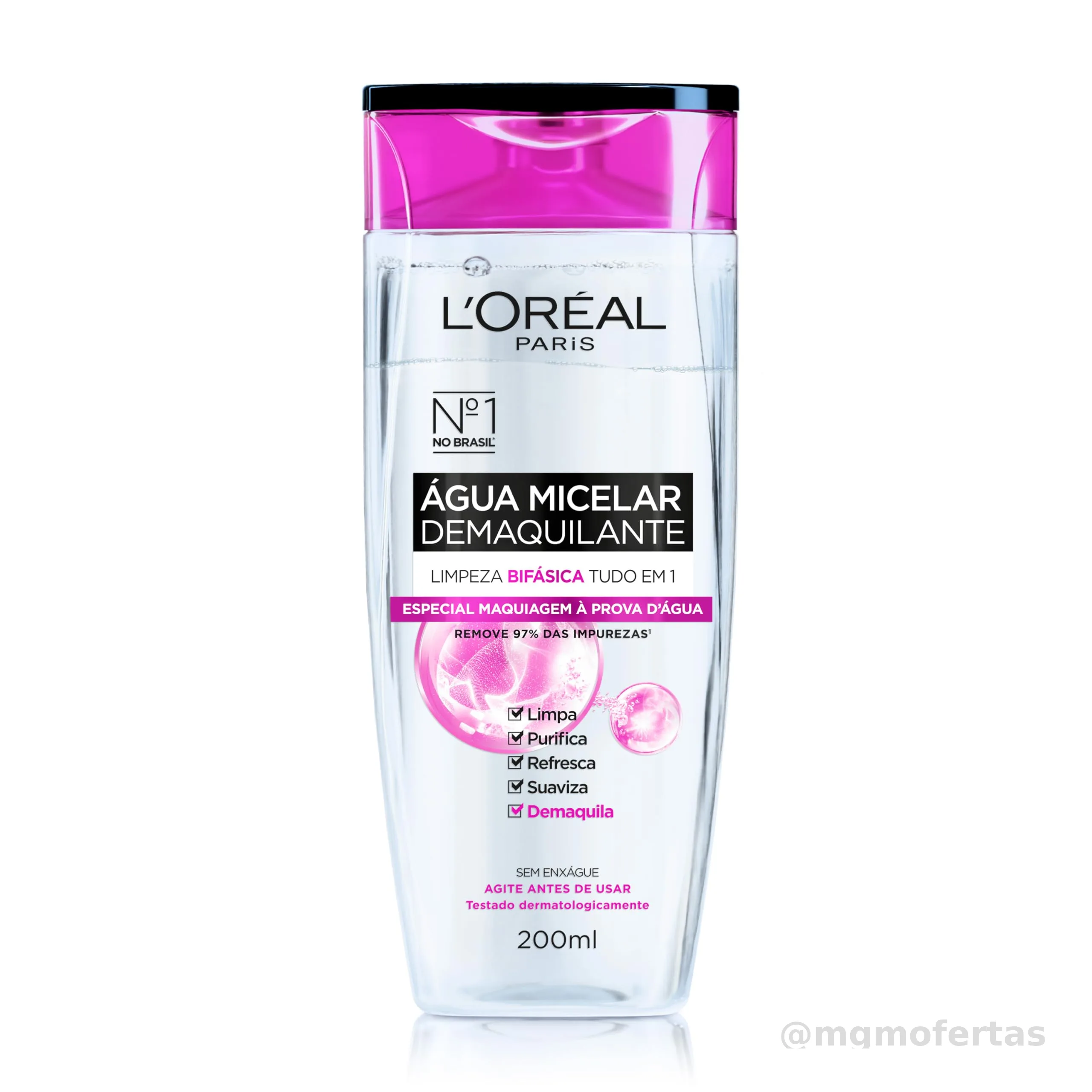 Água Micelar Bifásica L'Oréal Paris Solução de Limpeza 5 em 1, 200ml