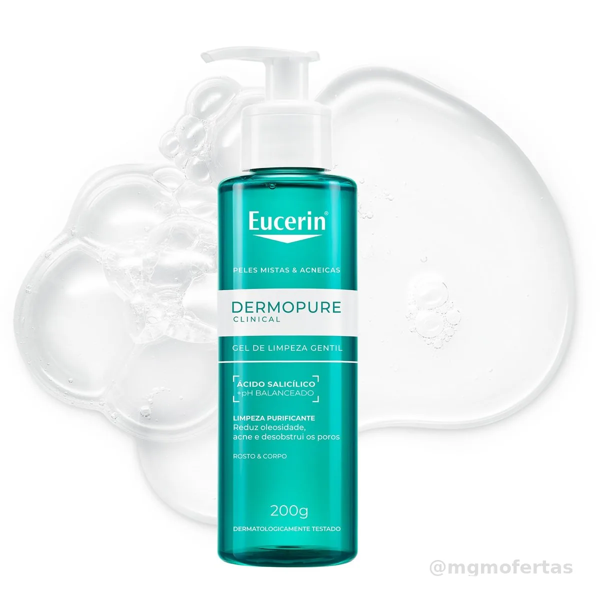 EUCERIN Dermopure Clinical Gel de Limpeza Gentil 200ml, Redução da oleosidade e acne, Desobstrui os poros