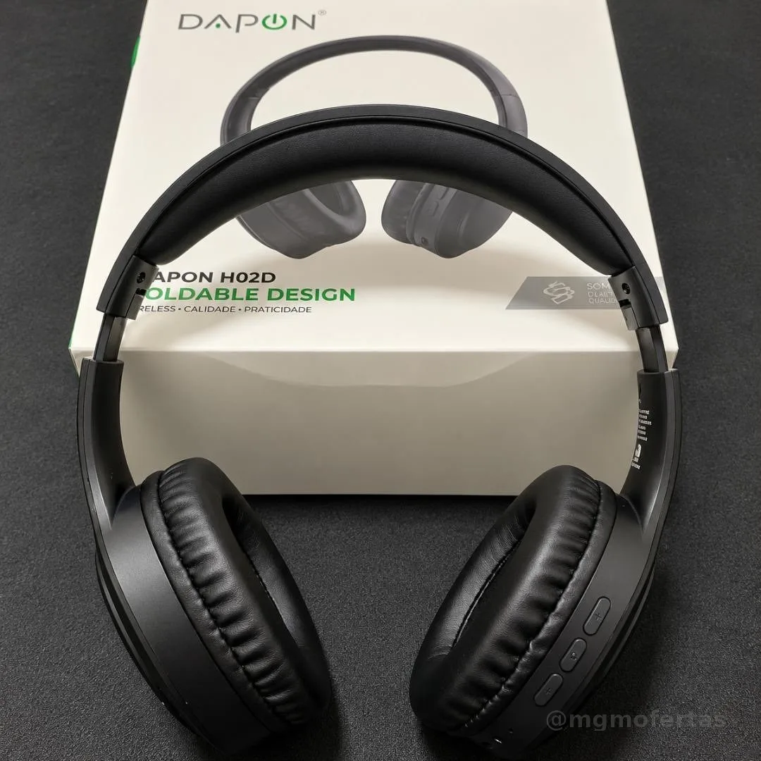 Fone De Ouvido Headphone Dapon H02D Bluetooth 5.1 Over-ear 22h Preto