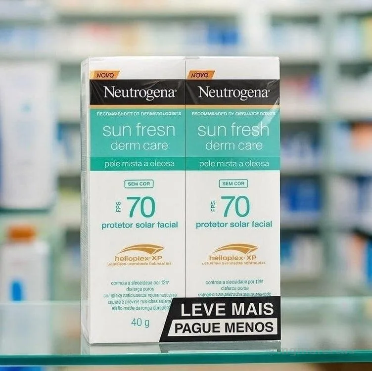 Protetor Solar Facial Neutrogena Sun Fresh, Sem Cor, FPS 70, 2 Unidades 40g