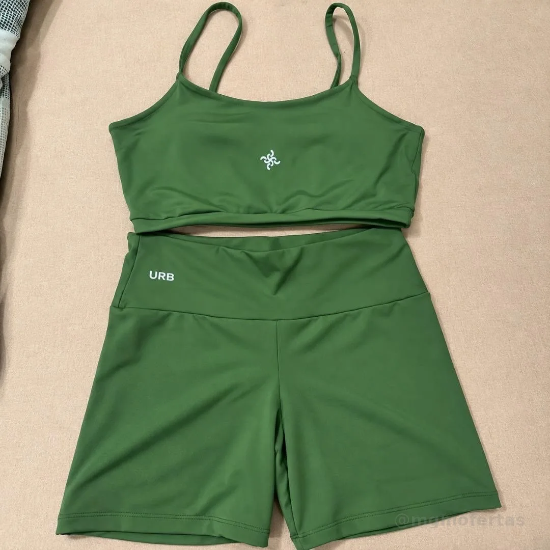 Conjunto Bermuda Feminina Suplex Cos Alto + Top Academia