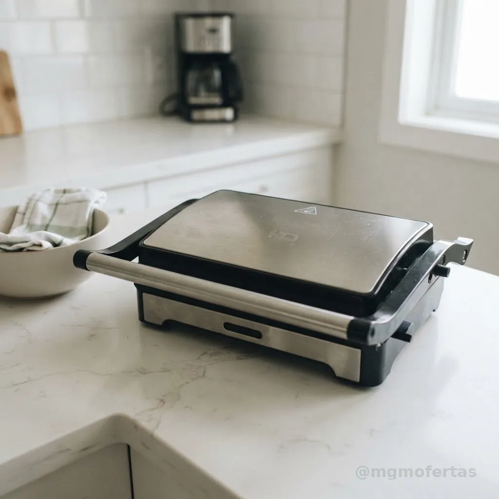 Sanduicheira e Mini Grill HQ 180º 1000W Antiaderente Inox HQ-SG002 220V