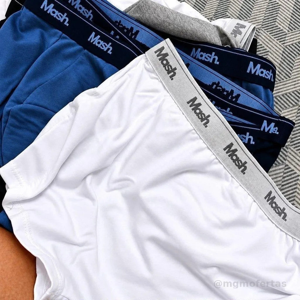 Kit Com 10 Cuecas Boxer Algodão Cotton Masculina Adulto Mash