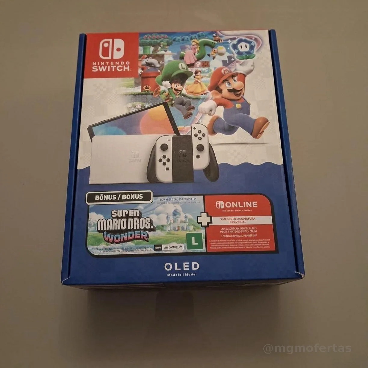 Bundle Nintendo Switch Oled + Super Mario Bros. Wonder + 3mo Nos Branco