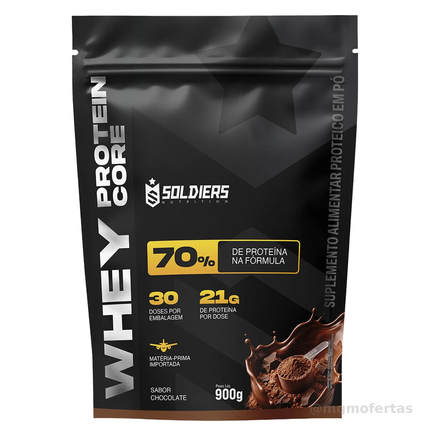 Whey Core Protein Proteínas Pó 900g - Soldiers Nutrition (Chocolate)