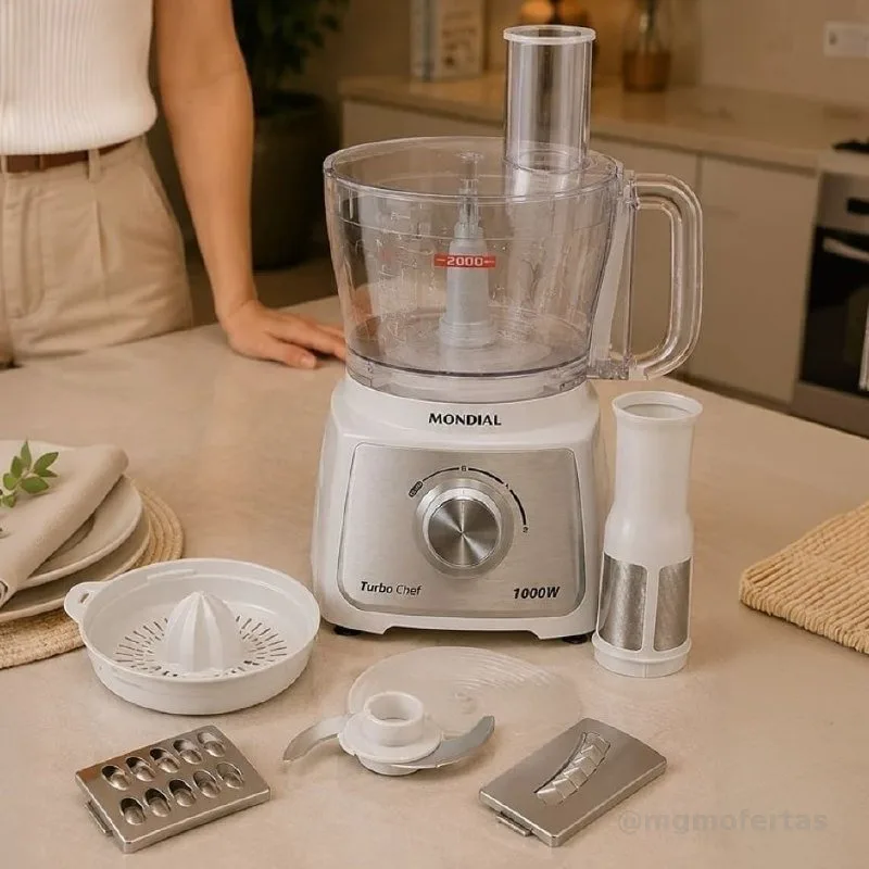 MONDIAL, Multiprocessador Turbo Chef 7 em 1, Branco 1000W, 110V - MPN-01-WE