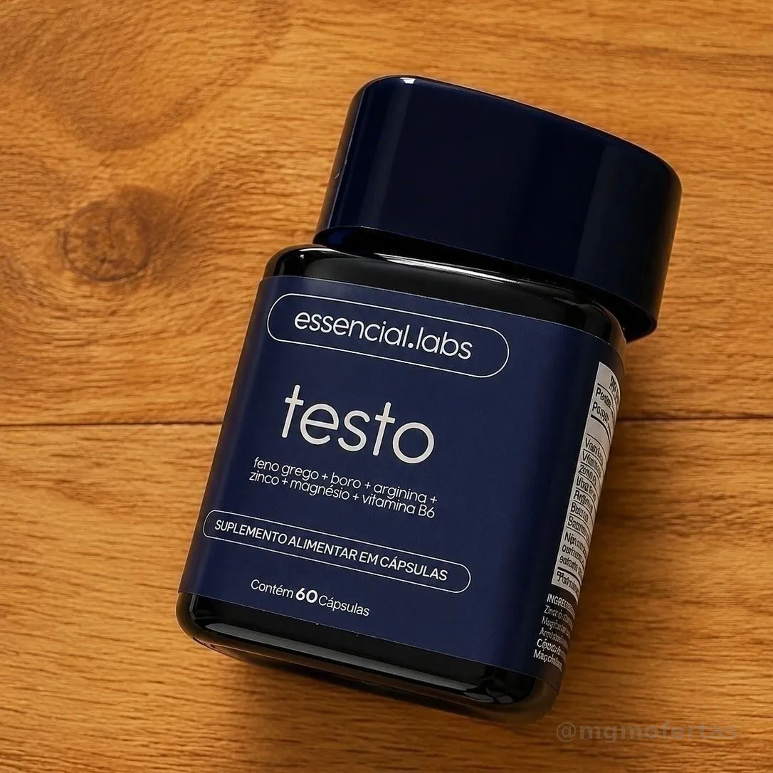 TESTO ESSENCIAL - Fórmula Exclusiva com Feno Grego + Boro + Arginina + ZMA + Vitamina B6 - 60 cápsulas