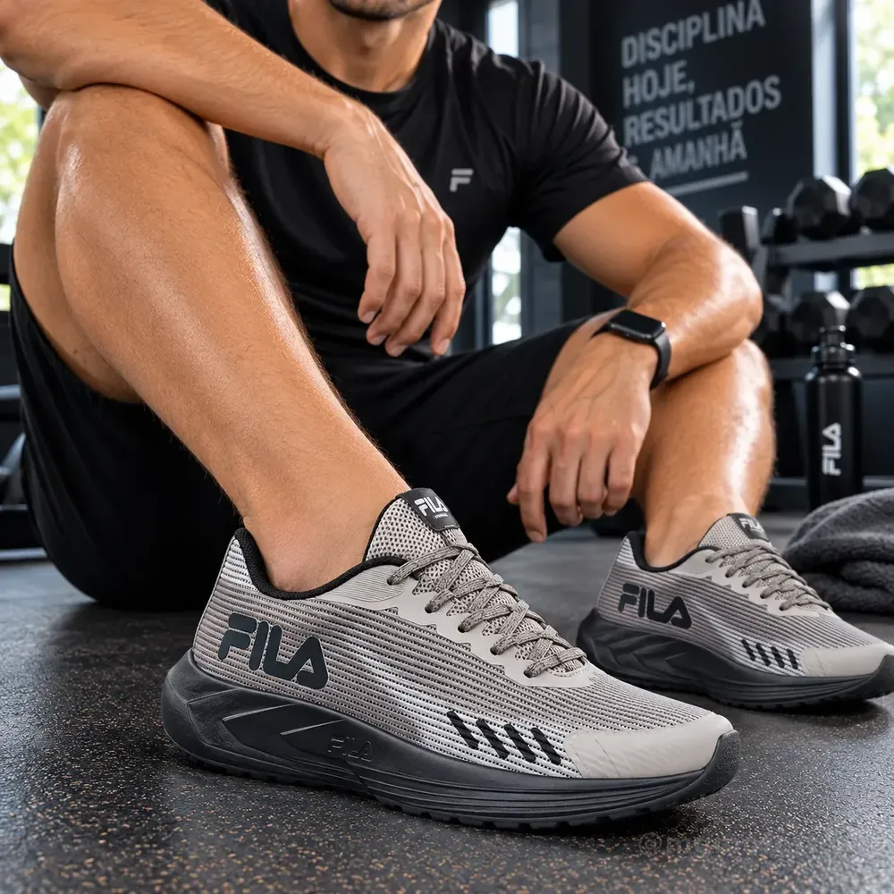 Tenis Fila Sprint Leve Masculino Esportivo Academia Treino Oliva/castanho Claro Mesh 40 40