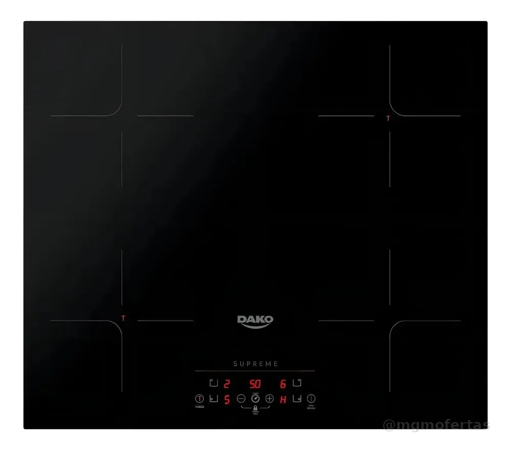 Cooktop de Indução 4 Bocas Dako Supreme Preto com Trava de Segurança