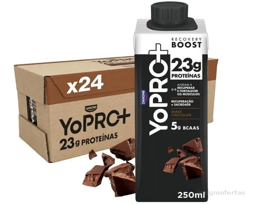 YoPRO Bebida Láctea UHT Chocolate Líquida Caixinha 250ml - 23g de Proteínas - Sem Lactose - Pack com 24 Unidades
