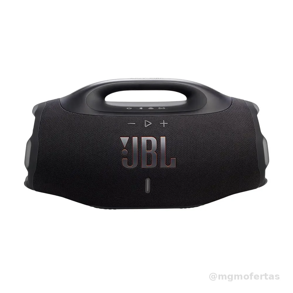 JBL, Caixa de Som, Boombox 4, Bluetooth, Som Pro, AI Sound Boost, Graves Personalizáveis, Bateria de até 34H, IP68, Áudio Lossless Preta
