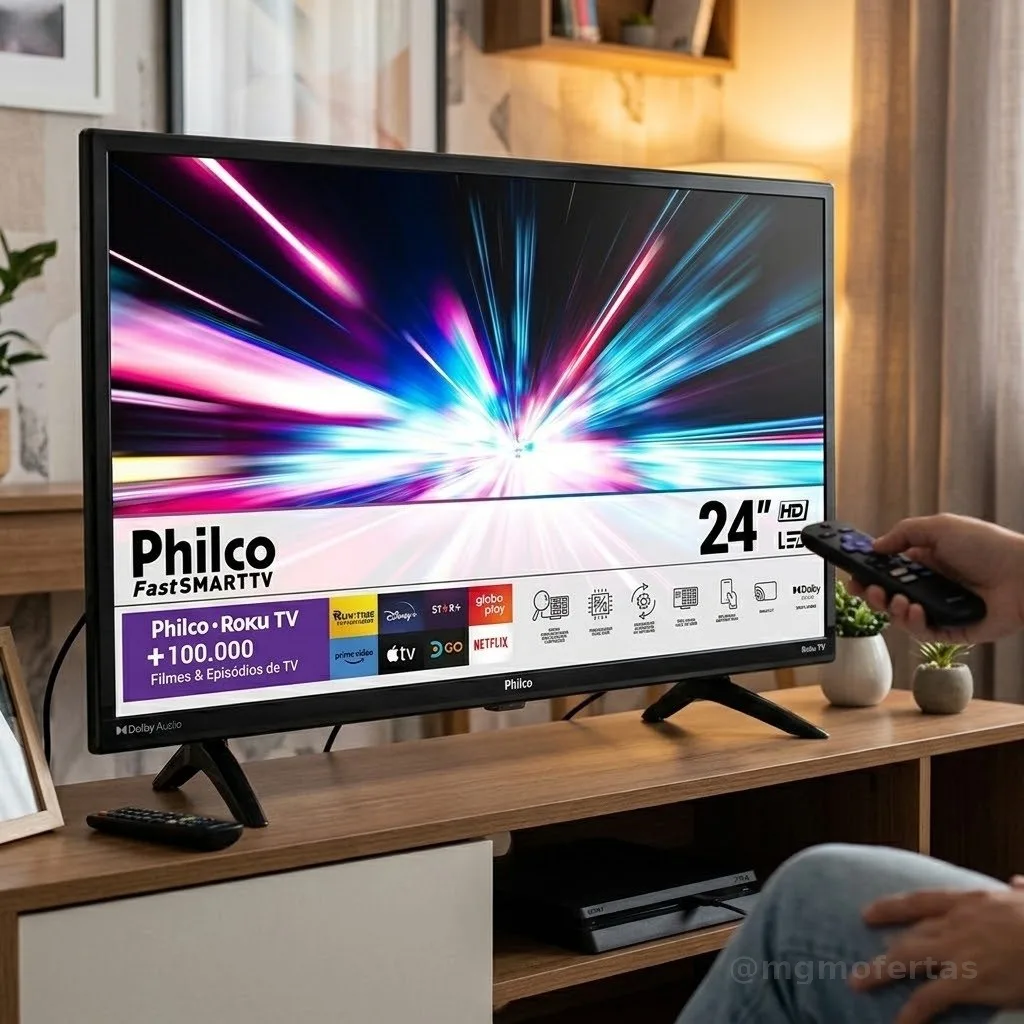 Smart TV 24” Philco PTV24G5YR2CP Roku TV Dolby Audio